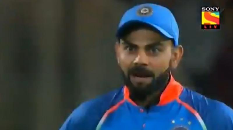 Virat Kohli returned the sledging favour when Shamsi was at the crease during the South African innings. (Photo: Screengrab)