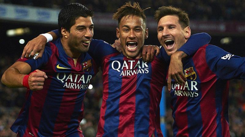 Lionel Messi, Luis Suarez and Neymar all struck as Barcelona leapfrogged Real Madrid to top the La Liga table with a 6-1 victory over Sporting Gijon. (Photo: AP)