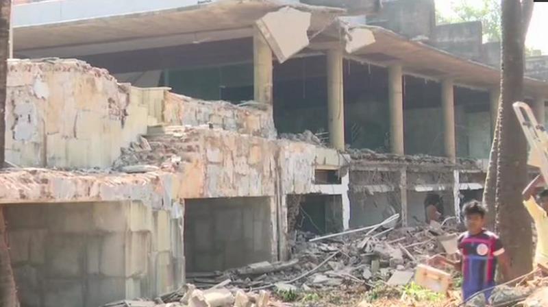 However, the foundation of the structure was so strong that the authorities had struggled to bring it down using heavy machinery, which would have taken months. (Photo: ANI | Twitter)