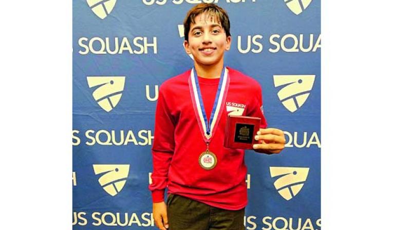 Rohan Arya Gondi after winning the US Junior Squash Open championship