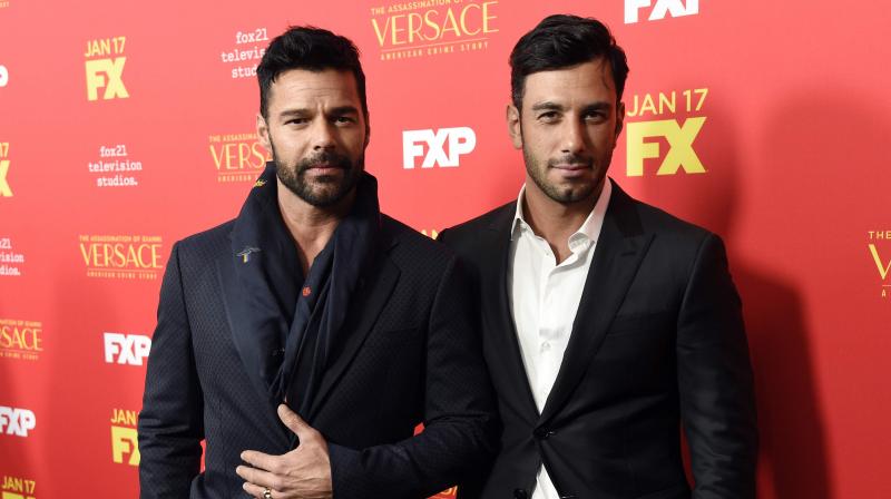 Ricky Martin, whose songs have been popular in India, along with partner Jwan Yosef. (Photo: AP)