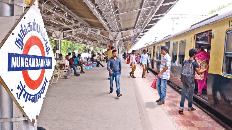 Nungambakkam station still devoid of security surveillance with work going on at a slow pace. (Photo: DC)