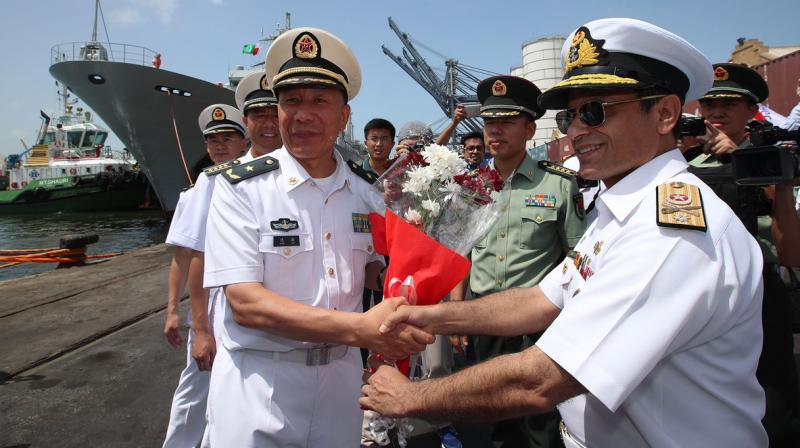 A Chinese navy fleet of three warships arrives at Pakistans port city Karachi for goodwill and training visit. (Photo: Twitter)