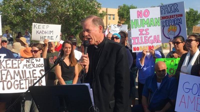 Around 300 supporters demonstrated outside the Immigration and Customs Enforcement offices in Albuquerque, N.M., in support of Al-bumohammed who may face deportation. (Photo: AP)
