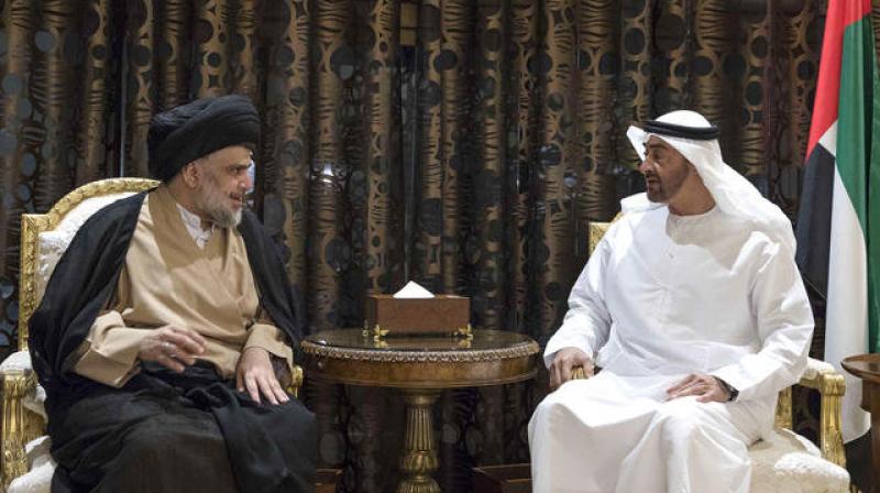 Sheikh Mohammed bin Zayed Al-Nahyan, crown prince of Abu Dhabi and deputy supreme commander of the UAE Armed Forces, meets with Iraqi Shiite leader Moqtada al Sadr in Abu Dhabi. (Photo: AFP)