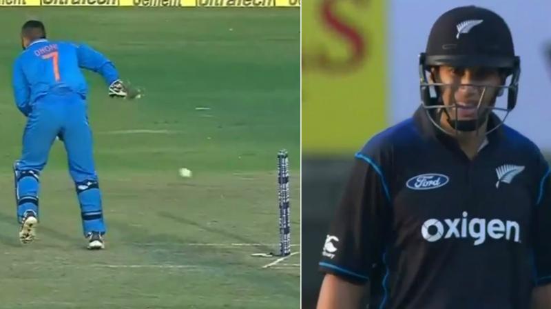 MS Dhonis backflip caught Ross Taylor napping as he was run-out in the fourth India-New Zealand ODI in Ranchi. (Photo: Screengrab)