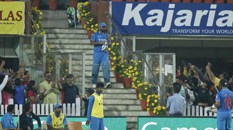 Fans could not contain their joy as the local lad Mahendra Singh Dhoni walked out to bat in the fourth India-New Zealand in Ranchi. (Photo: BCCI)