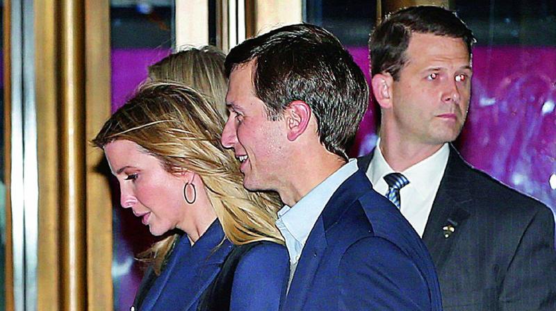 Ivanka Trump and husband Jared Kushner leave after dining with Donald Trump on Tuesday (Photo: AP)