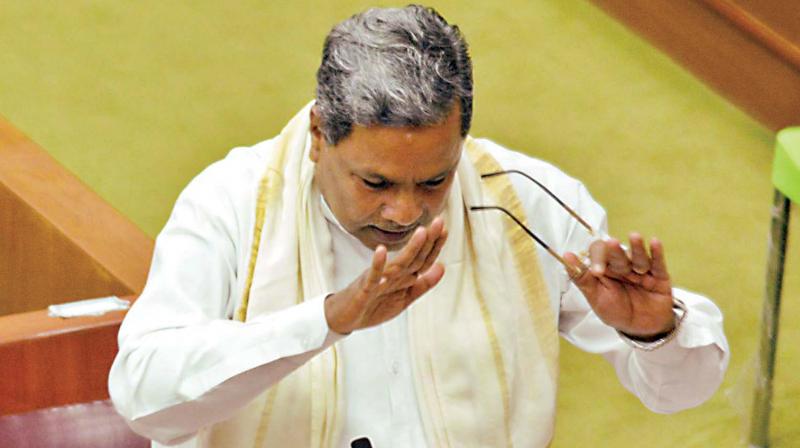 CM Siddaramaiah in action during the winter session of the legislature in Belagavi on Tuesday. (Photo: DC)