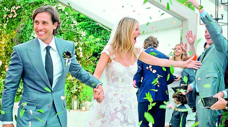Gwyneth Paltrow has shared the first photo from her wedding with Glee co-creator Brad Falchuk.