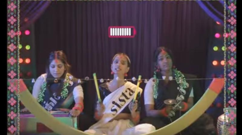 The Youtube video titled Period Pattu has a typical musical performance setting with two musicians asking questions during the song. (Photo: Youtube/Blush)