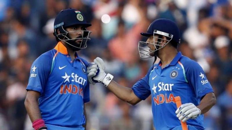 Yuvraj Singh and MS Dhoni slammed tons as India posted 381 runs after put in to bat in the second ODI against England in Cuttack. (Photo: BCCI)