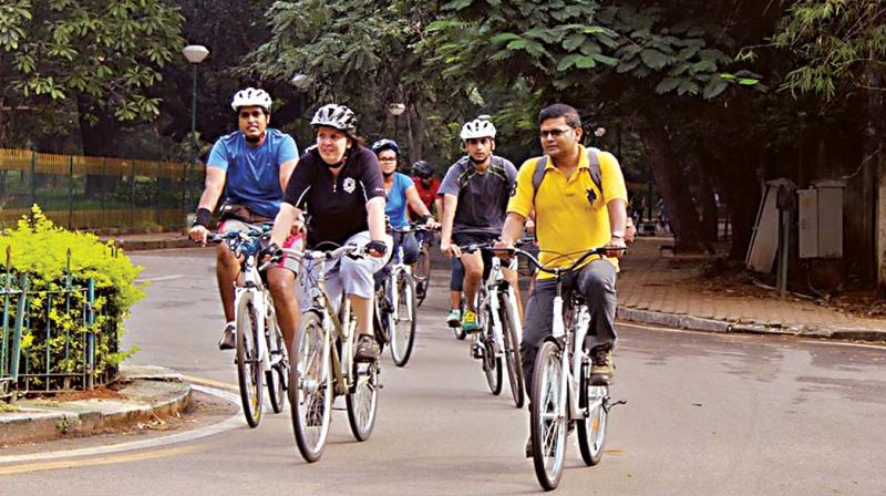 Dedicated cycling tracks across the Central Business District, the latest initiative by the Directorate of Urban Land Transport, could be the answer to Bengalurus growing traffic snarls. (Photo: DC)