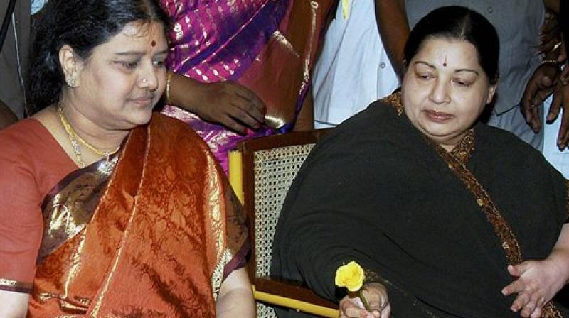 AIADMK chief J Jayalalithaa with her close aide Sasikala Natarajan (Photo: PTI/file)