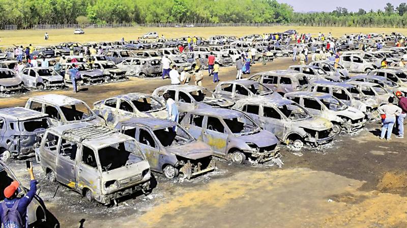 According to the report released by RTO,  277 vehicles were burnt, of which 251 four-wheelers were completely burnt and 26 were partially burnt.