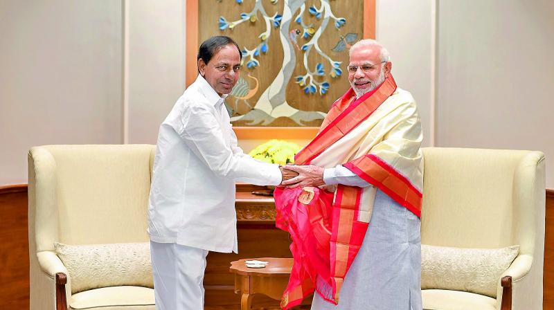 Telangana state Chief Minister K. Chandrasekhar Rao meets Prime Minister Narendra Modi in New Delhi.