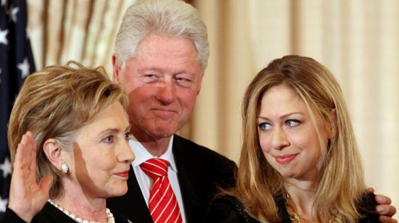 Chelsea Clinton with parents Bill and Hillary Cli
