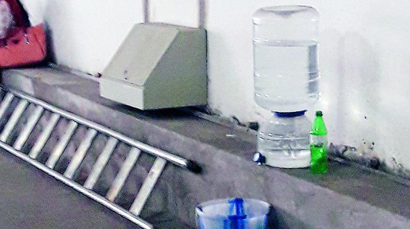 Hyderabad Metro has made temporary provision for  drinking water through bubble cans.  (Photo:DC)