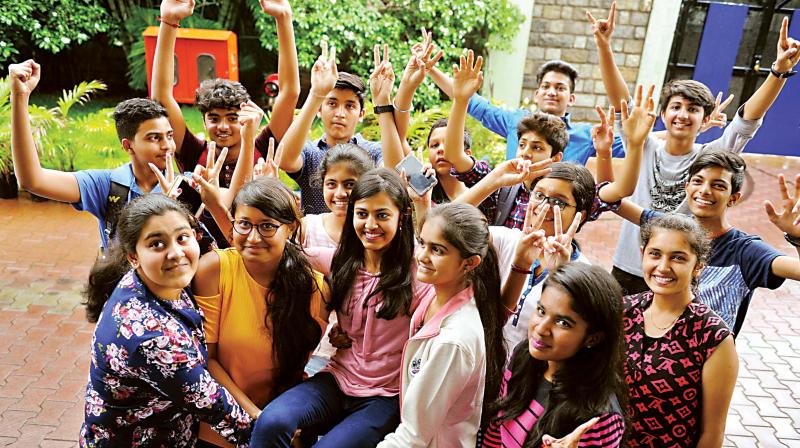 ICSE students celebrating after the results were announced on Monday. (Photo:DC)