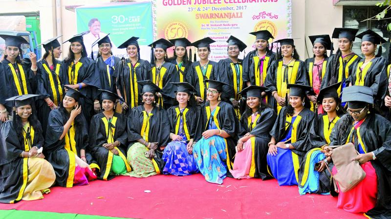 Some of the graduates of the 2011-2017 batch of J.S.P.S. Homeopathic Medical College strike a pose