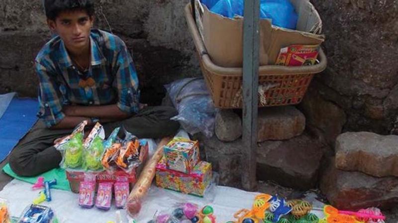 A child vendor at Sabarimala. (File pic)