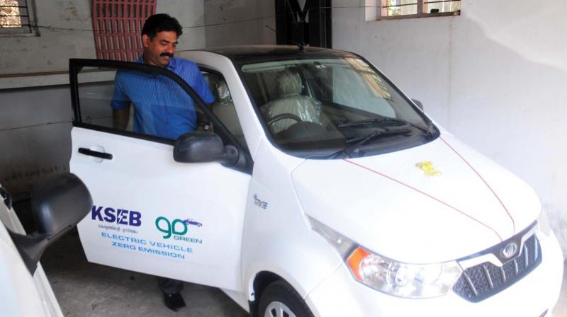 KSEB electric vehicle at the KSEB head office  at Thiruvananthapuram on Saturday.	(Photo: DC)
