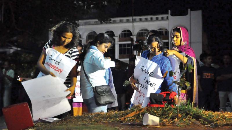 Occupy night in city beach campaign by a womens Facebook collective held at Kozhikode city beach.  FILE