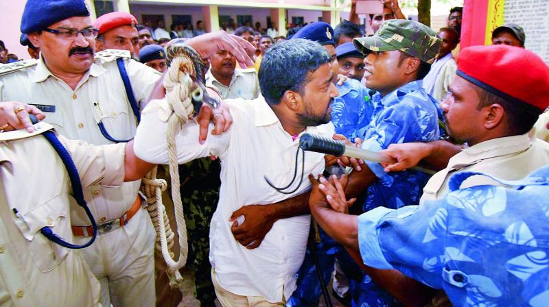 Rocky Yadav at Gaya court after being convicted in the Aditya Sachdeva murder case on Thursday. (Photo: PTI)