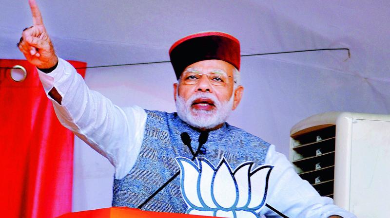 Modi was addressing a rally in Rait for the upcoming Himachal Pradesh elections. (Photo: PTI)