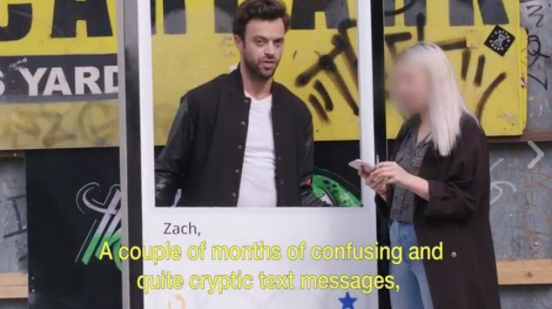 This social experiment video features a guy roaming around the streets trying to hit on women like the average desperate Joe on Tinder.  (Credit: Facebook)