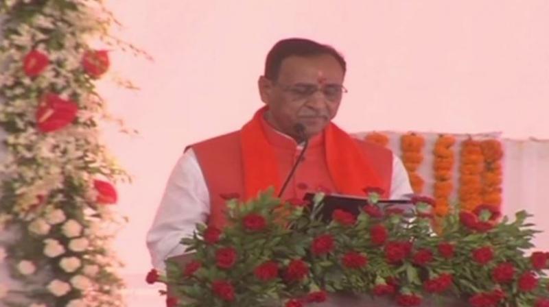 Vijay Rupani took the oath of office and secrecy at a grand ceremony in Gandhinagar in the presence of Prime Minister Narendra Modi. (Photo: Twitter | ANI)