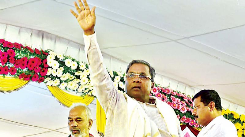 Chief Minister Siddaramaiah at a function at Beluru in Hassan district on Thursday 	 KPN