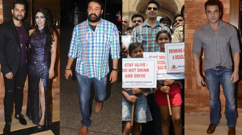 Mohanlal arrives in Mumbai, Sidharth, other stars also get clicked