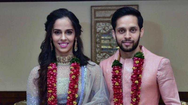 Taking to her Twitter account, Saina wrote: â€œBest match of my life...#justmarried.â€ (Photo: Twitter)
