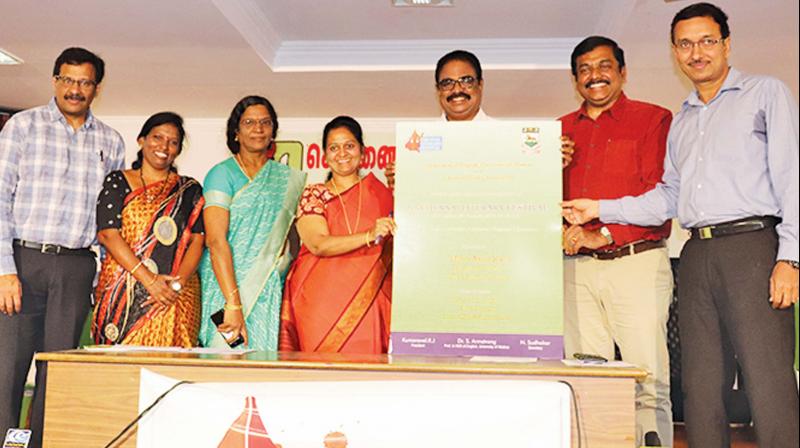 Kumaravel, president, along with other members, at the inauguration of the literary festival.