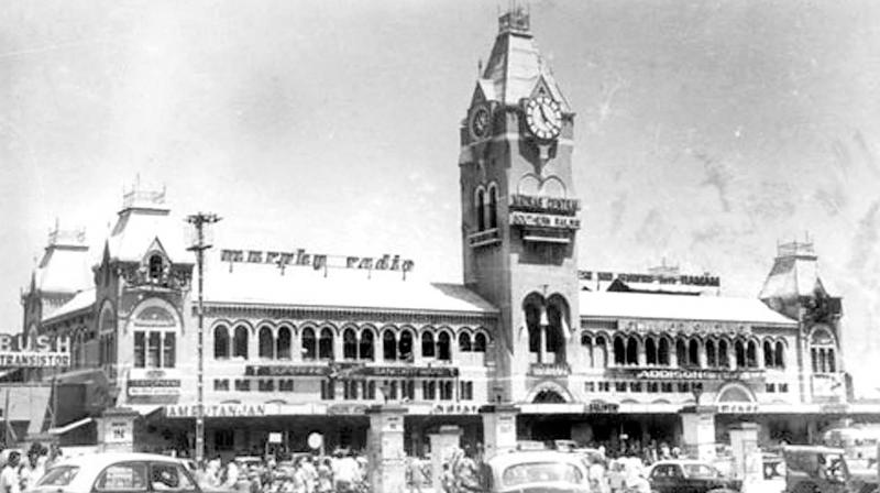 A vintage picture of Chennai Central railway station.