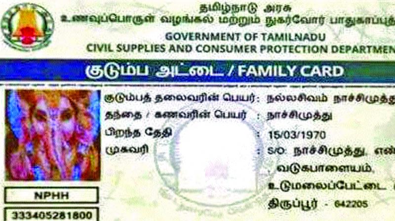 In a gaffe, the image of lord Ganesha was wrongly embossed on a smart PDS card instead of the picture of a 47-year-old farmer Nallasivam.