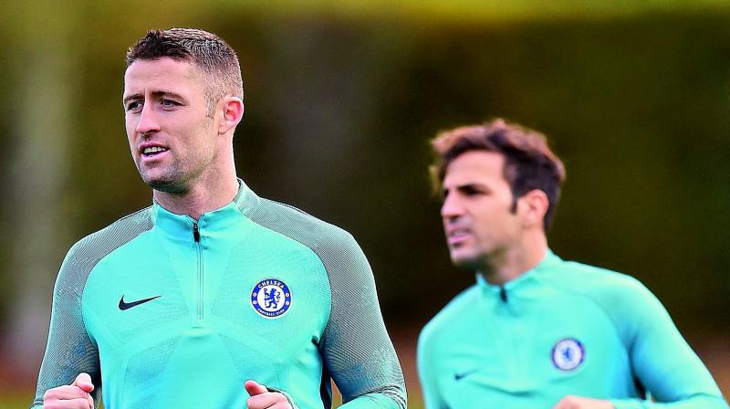 Chelseas English defender Gary Cahill attends a team training session at Chelseas Cobham training facility in Stoke Dabernon, southwest of London, on Tuesday. (Photo: AFP)