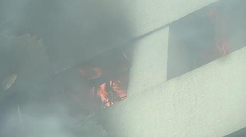 Fire breaks out at LIC building on Jawahar Lal Nehru road in Kolkata. (Photo: ANI | Twitter)