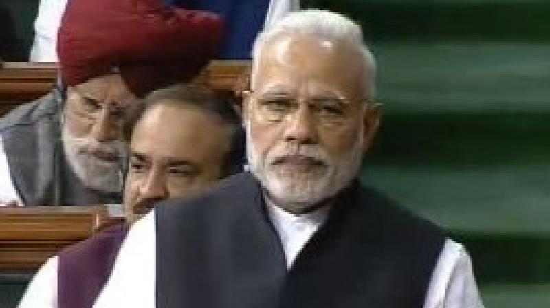 Prime Minister Narendra Modi speaking in Lok Sabha (Photo: ANI Twitter)