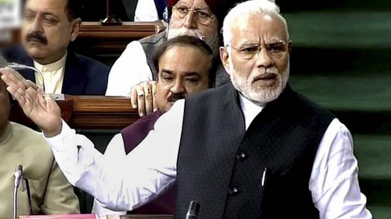 Prime Minister Narendra Modi speaks in Lok Sabha, in New Delhi. (Photo: PTI)