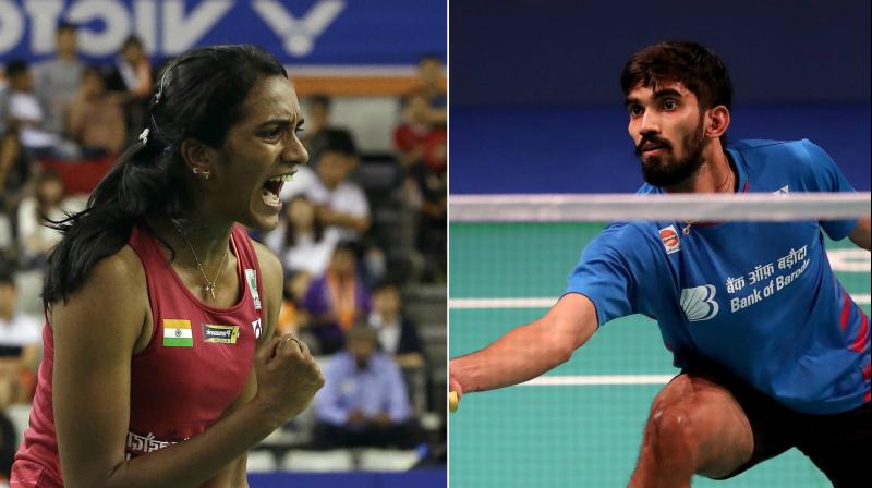 kIDAMBI Srikanth will square off against either Chinas Huang Yuxiang or Englands Rajiv Ouseph, while PV Sindhu faces the winner of the match between USAs Beiwen Zhang and Thailands Nitchaon Jindapol. (Photo: PTI)