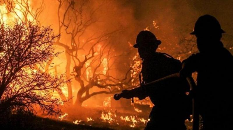 The flames were burning \at explosive rates\ because of 50 mph winds, said Ken Pimlott, director of the California Department of Forestry and Fire Protection. (Photo: AFP)