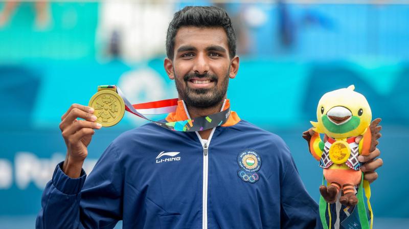 Tennis player Prajnesh Gunneswaran who won a bronze medal in the Asian Games being held in Indonesia. (Photo: PTI)