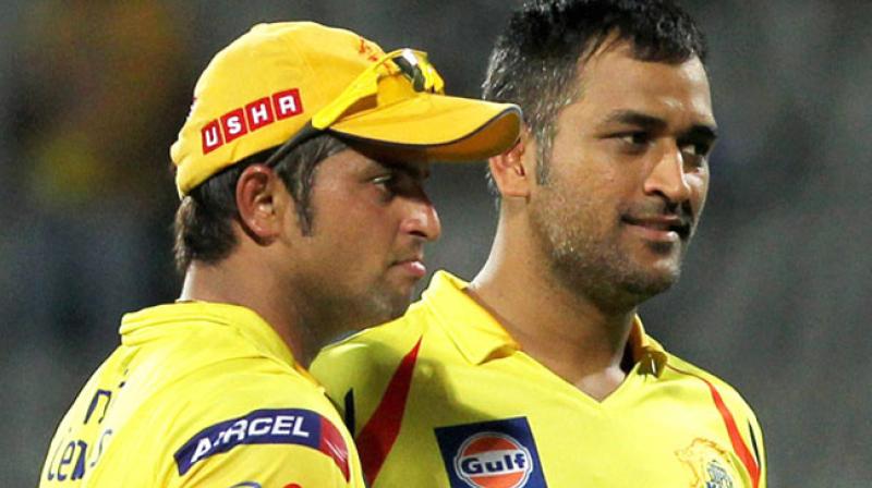 \But he does get angry, you dont see it. The cameras dont pick it up. But as soon as the telecast cuts to the ads, he will say Better get your act together,\ said Suresh Raina as he spoke about how MS Dhoni gets angry on the cricket field. (Photo: PTI)