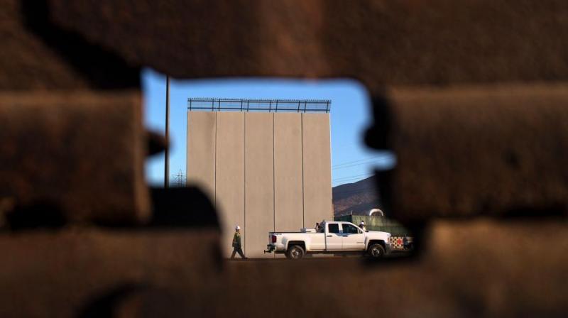 Picture of a prototype of US President Donald Trumps US-Mexico border wall being built near San Diego, in the US.(Photo: AFP)