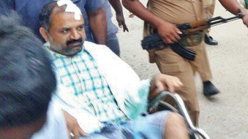 Perarivalan, life convict in the Rajiv Gandhi assassination case in wheel chair.