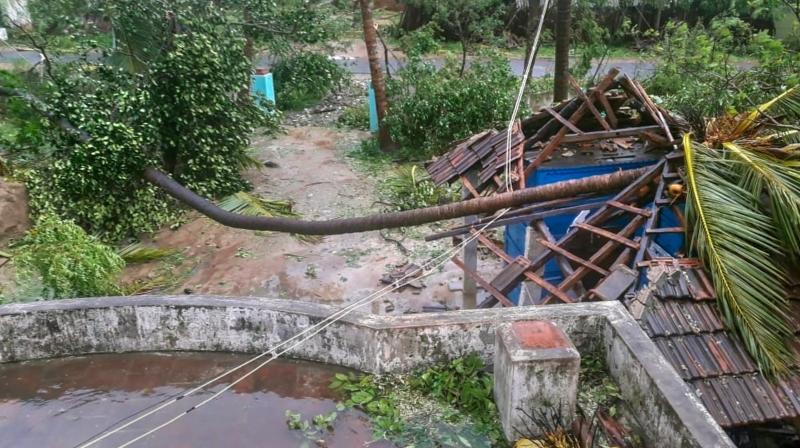 A view of a damaged house after cyclone Gaja hit Pudukkottai district of Tamil Nadu on Friday. (Ph