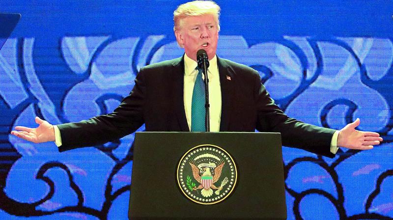 US President Donald Trump addresses the APEC meeting in Vietnam on Friday. (Photo: AFP)