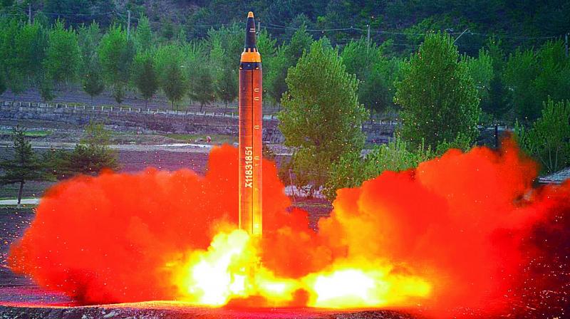 South Korea said the Scud-type missile travelled for 450 km.